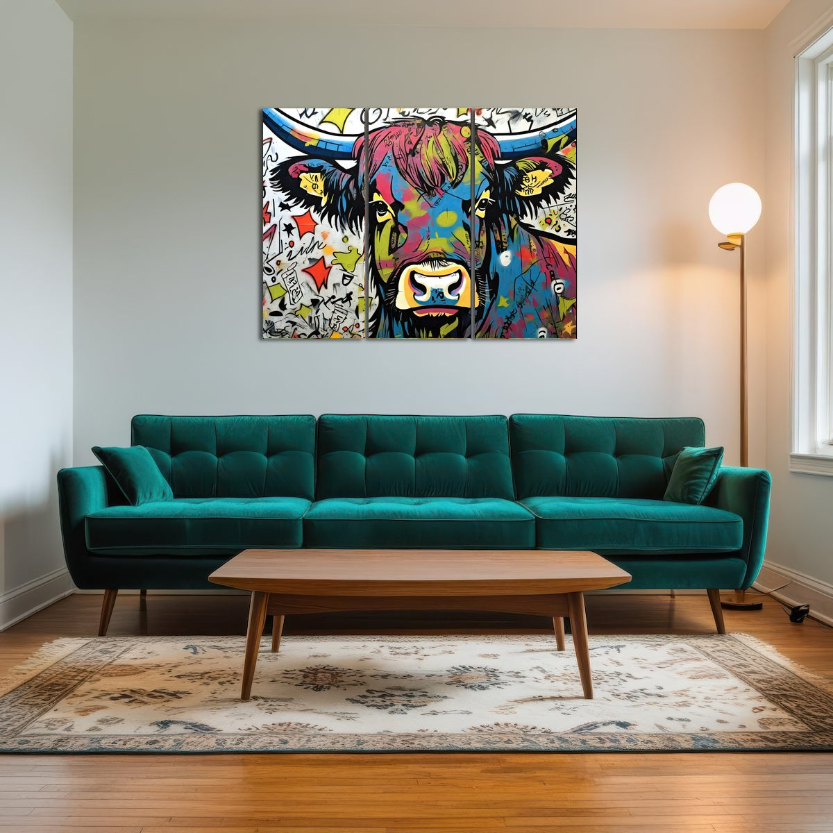 AUTO-MOCKUP ROOM | highland cow graffiti