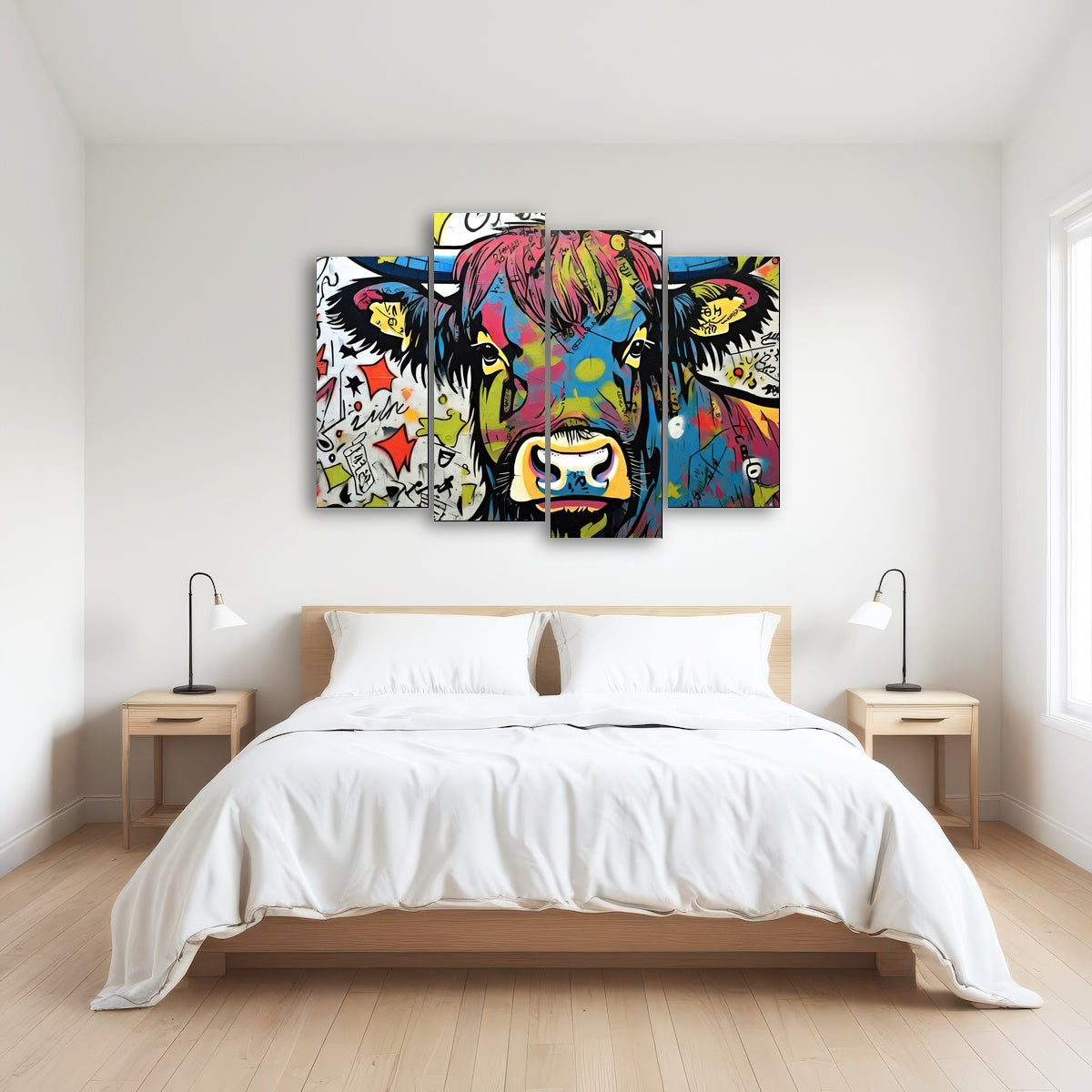 AUTO-MOCKUP ROOM | highland cow graffiti