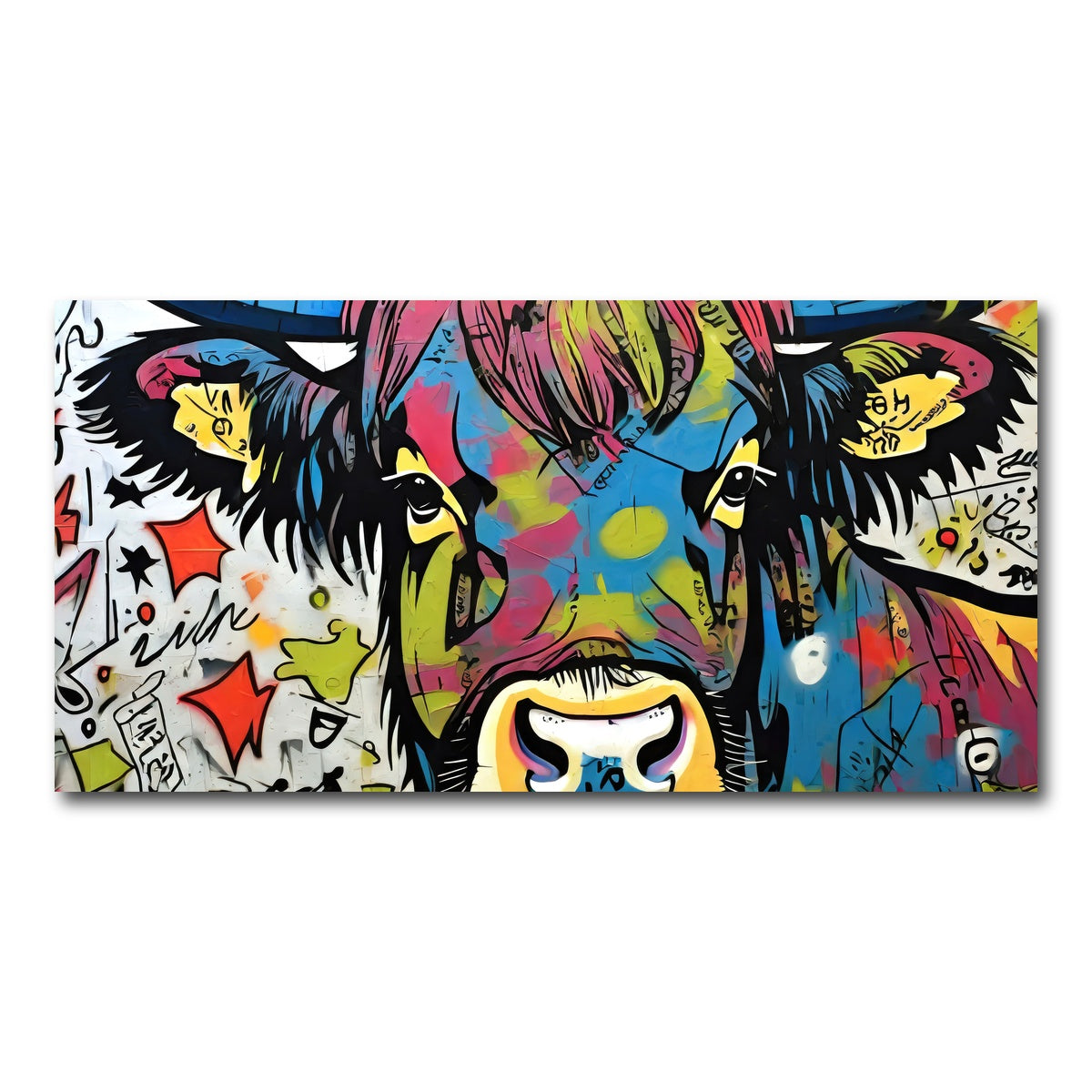AUTO-MOCKUP WHITE | highland cow graffiti | 1 Piece | Gallery Wrap Canvas | group=2x1
