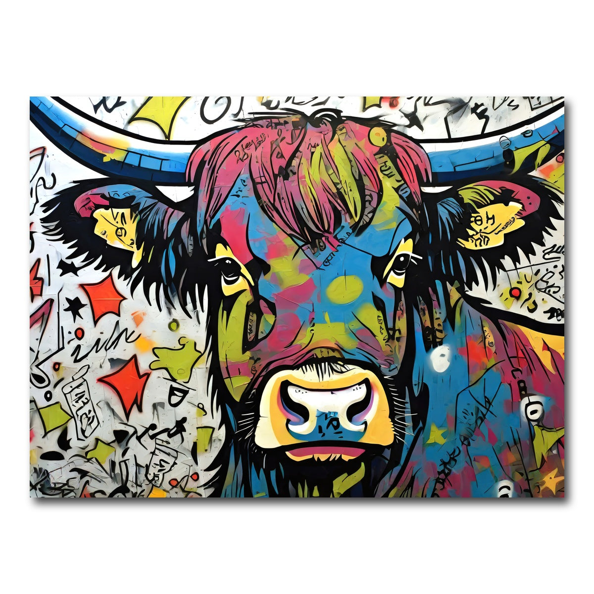 AUTO-MOCKUP WHITE | highland cow graffiti | 1 Piece | Gallery Wrap Canvas | group=4x3