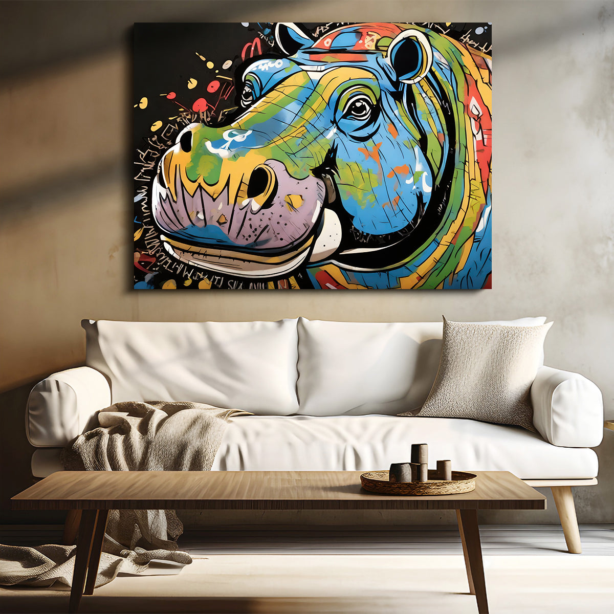 Hippo Graffiti Wall Art