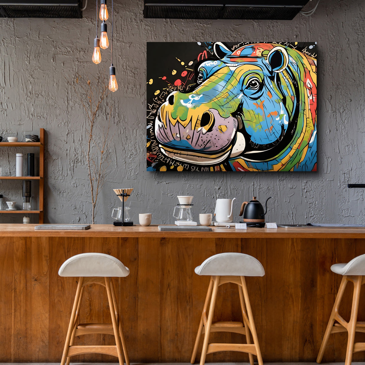 Hippo Graffiti Wall Art