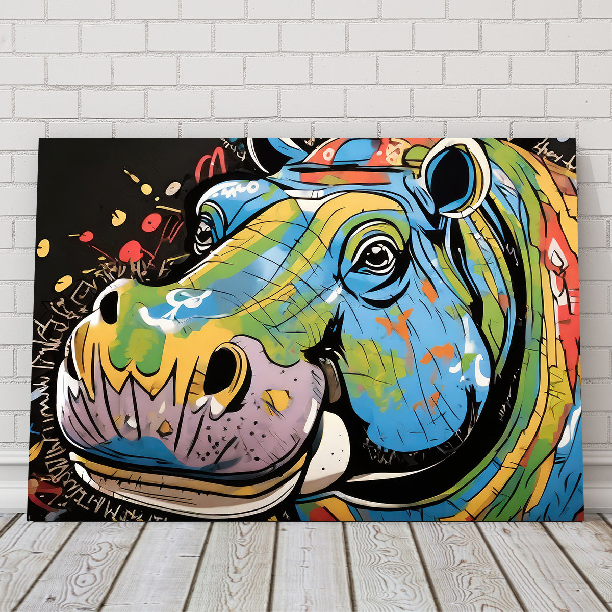 Hippo Graffiti Wall Art