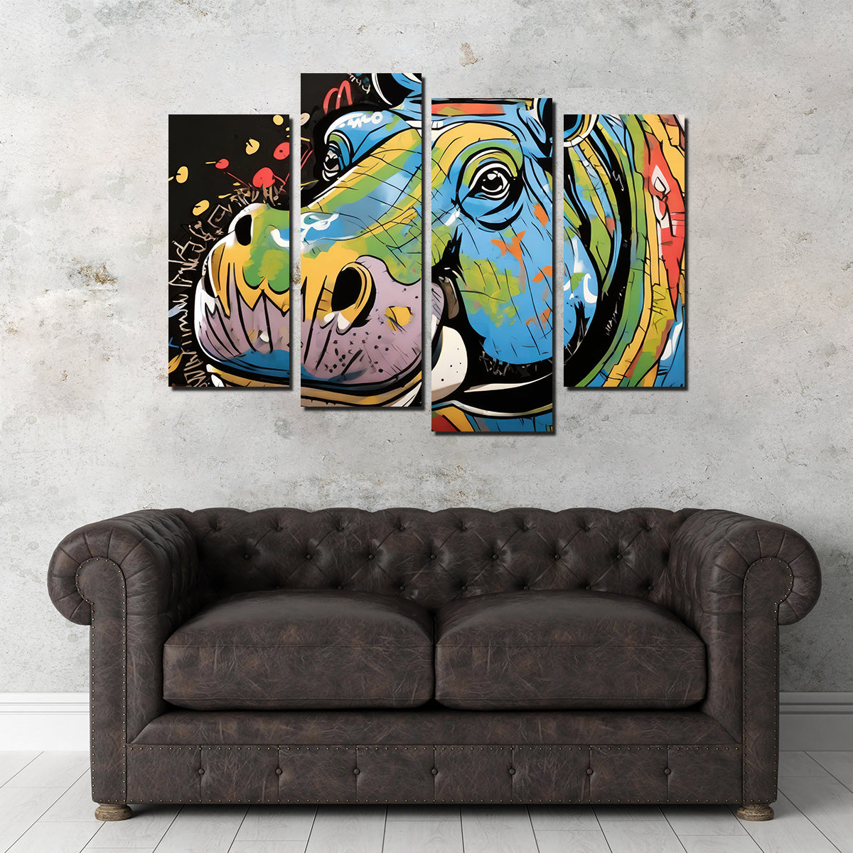 Hippo Graffiti Wall Art