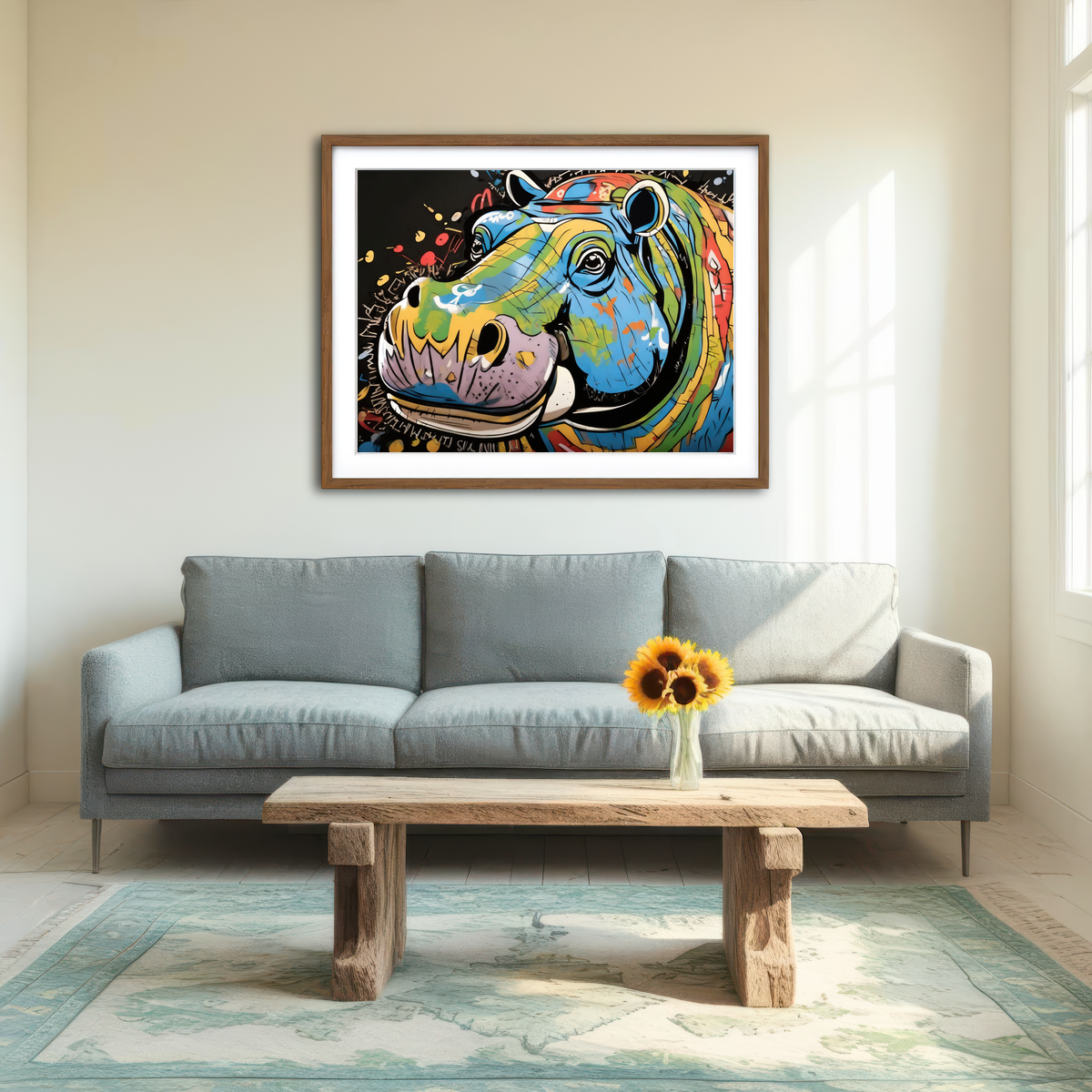 AUTO-MOCKUP ROOM | Hippo Graffiti Wall Art