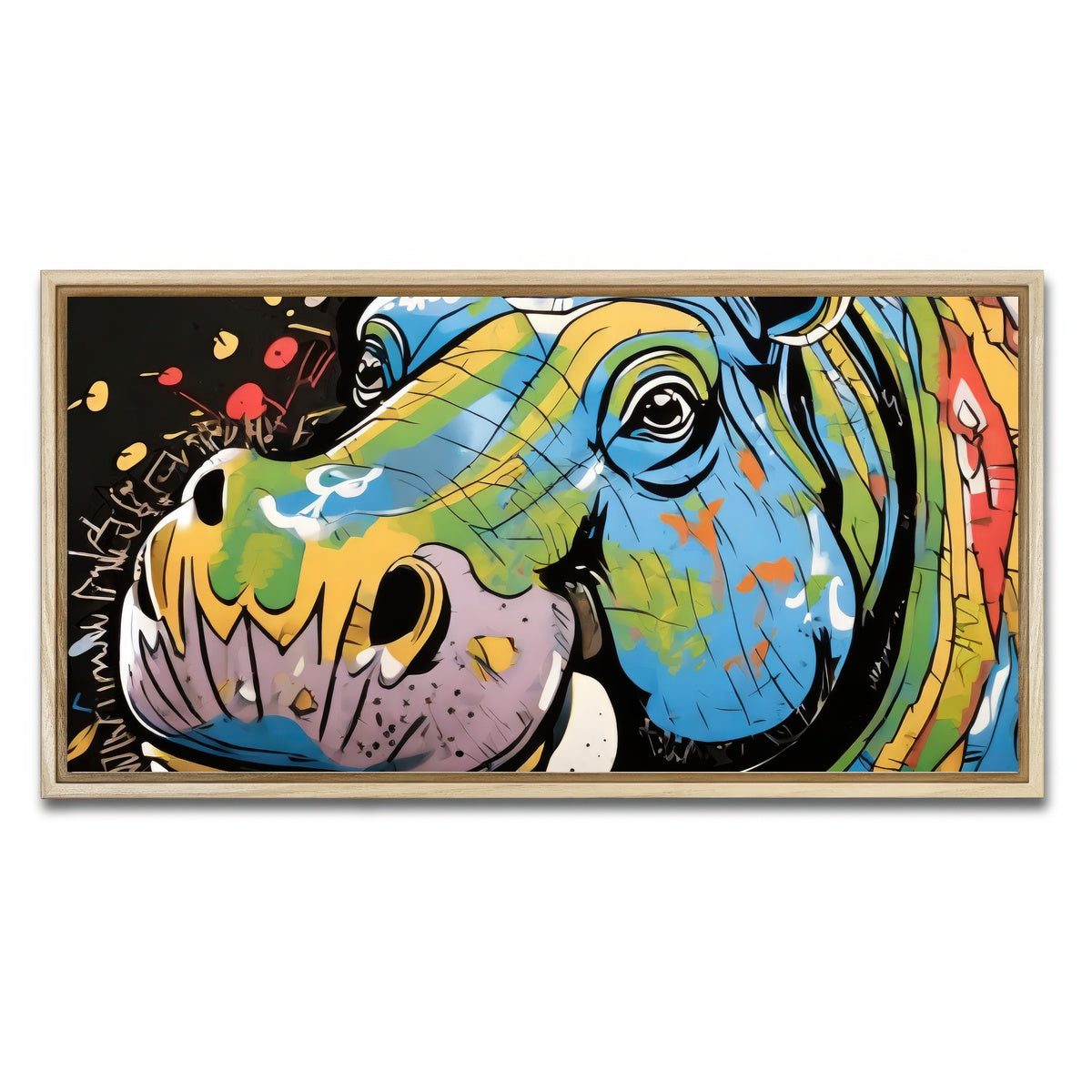 AUTO-MOCKUP WHITE | hippo graffiti | 1 Piece | Natural Framed Canvas | group=2x1