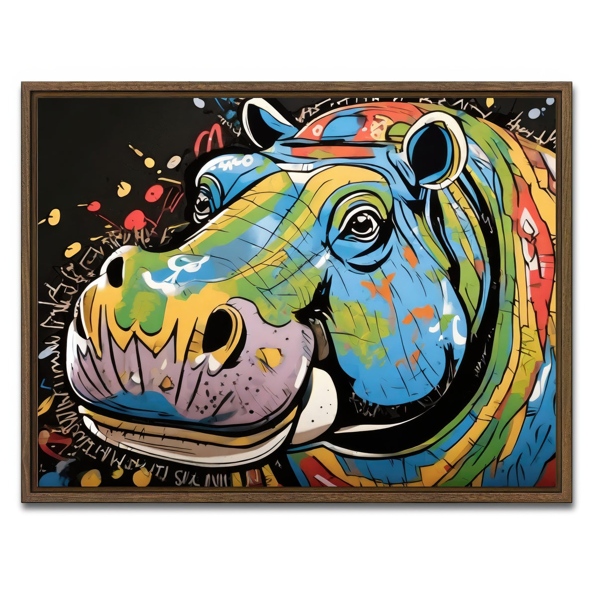 AUTO-MOCKUP WHITE | hippo graffiti | 1 Piece | Walnut Framed Canvas | group=4x3