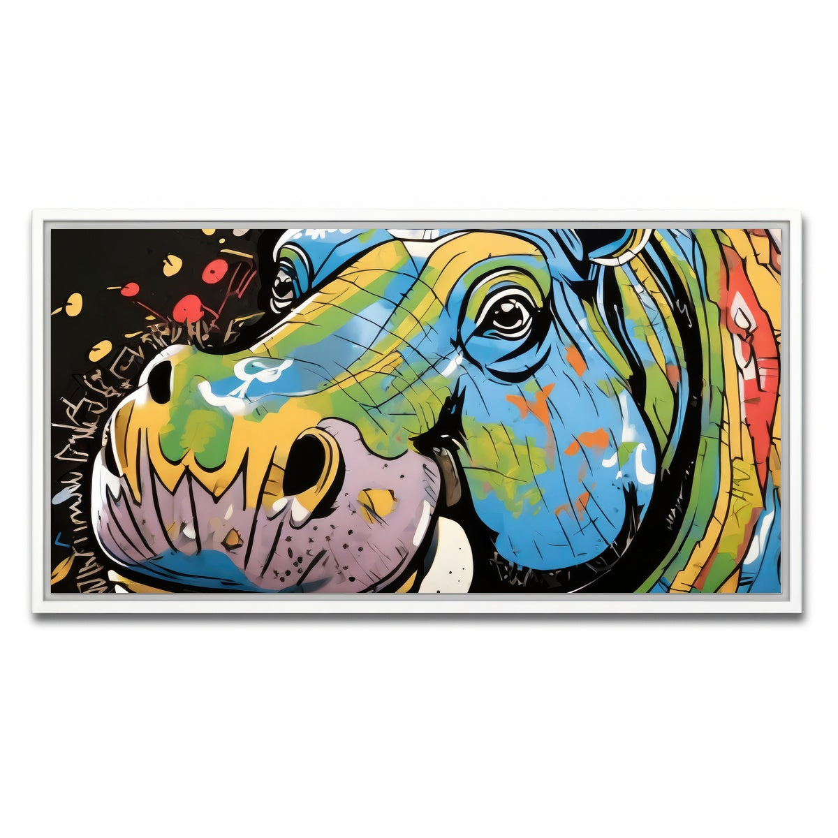 AUTO-MOCKUP WHITE | hippo graffiti | 1 Piece | White Framed Canvas | group=2x1