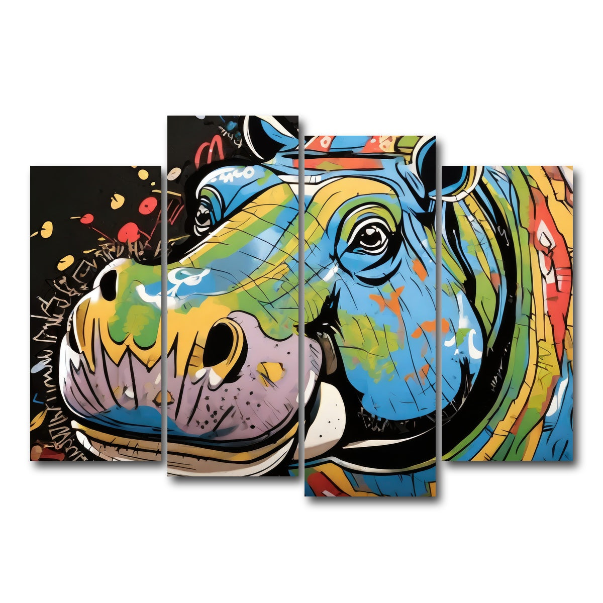 AUTO-MOCKUP WHITE | hippo graffiti | 4 Piece | Gallery Wrap Canvas | group=4_normal