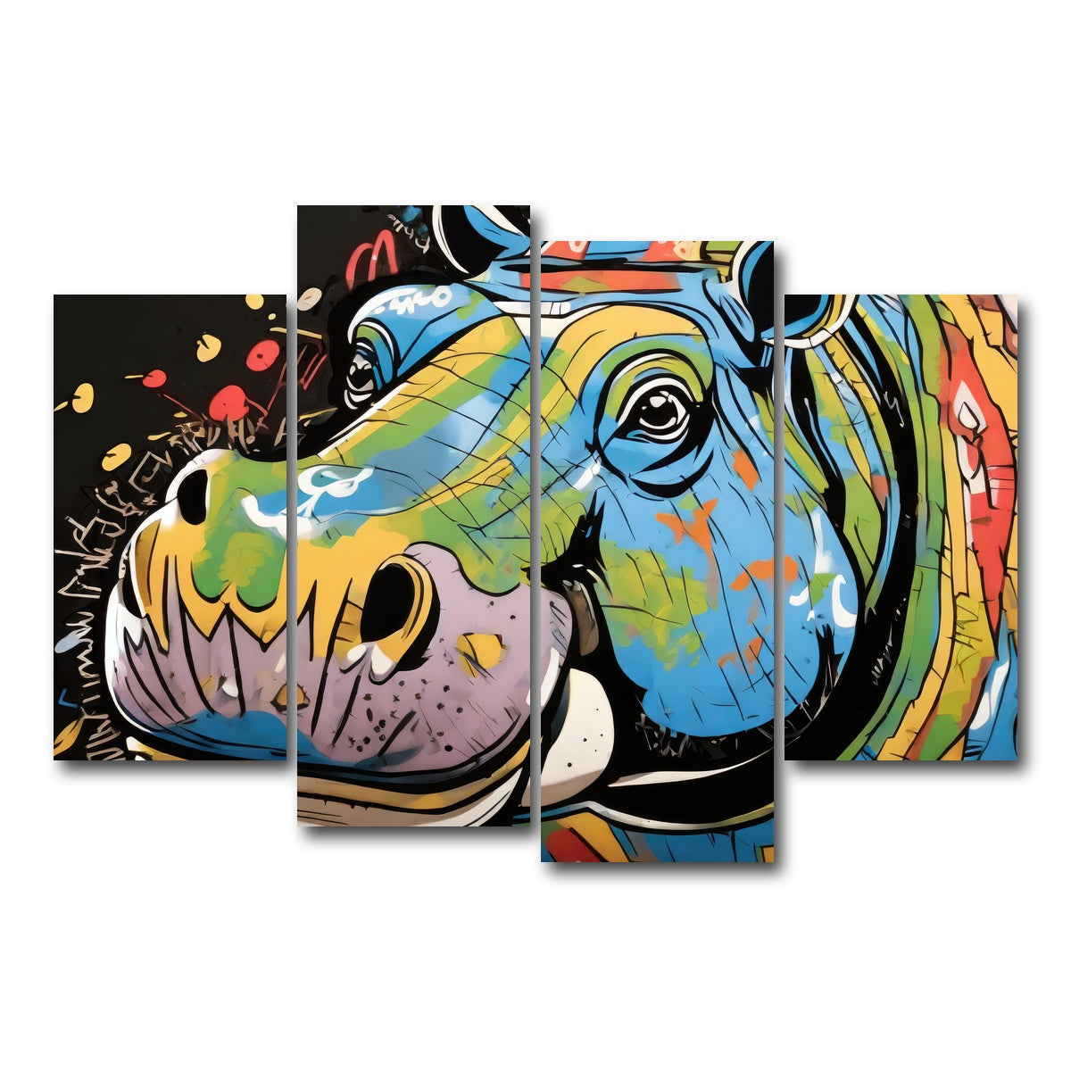 AUTO-MOCKUP WHITE | hippo graffiti | 4 Piece | Gallery Wrap Canvas | group=4_short