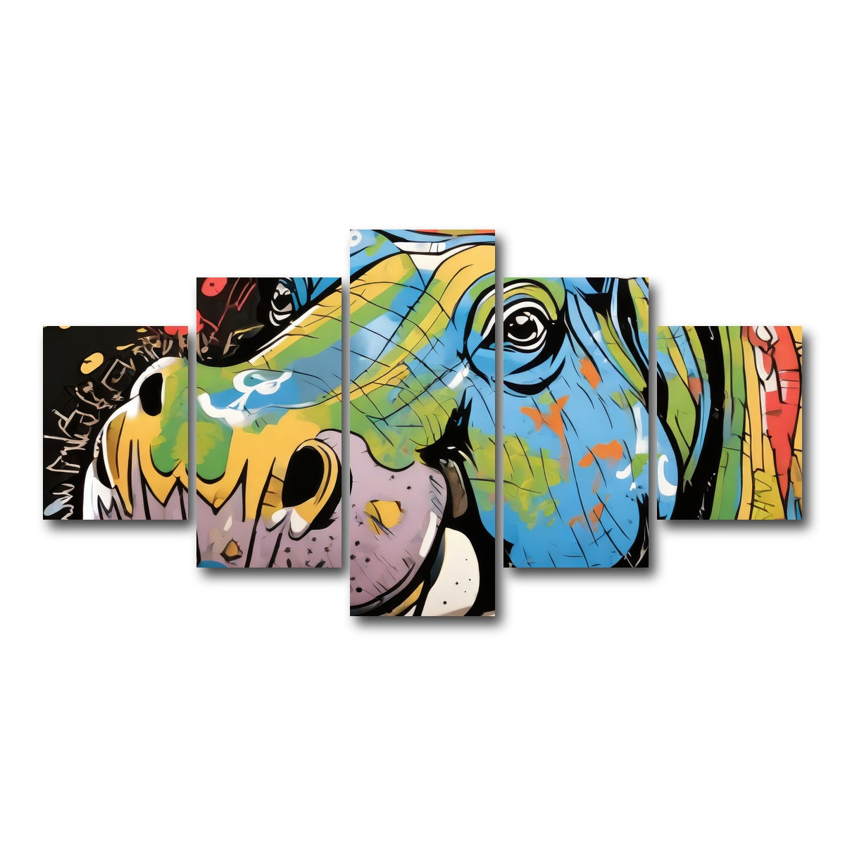 AUTO-MOCKUP WHITE | hippo graffiti | 5 Piece | Gallery Wrap Canvas | group=5_short