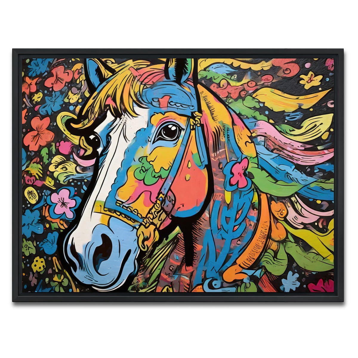 AUTO-MOCKUP WHITE | horse graffiti | 1 Piece | Black Framed Canvas | group=4x3