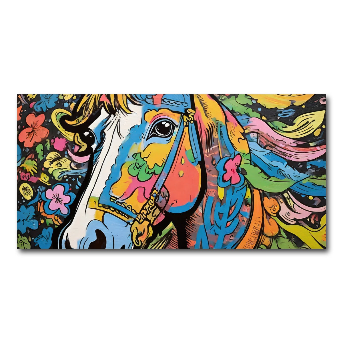 AUTO-MOCKUP WHITE | horse graffiti | 1 Piece | Gallery Wrap Canvas | group=2x1