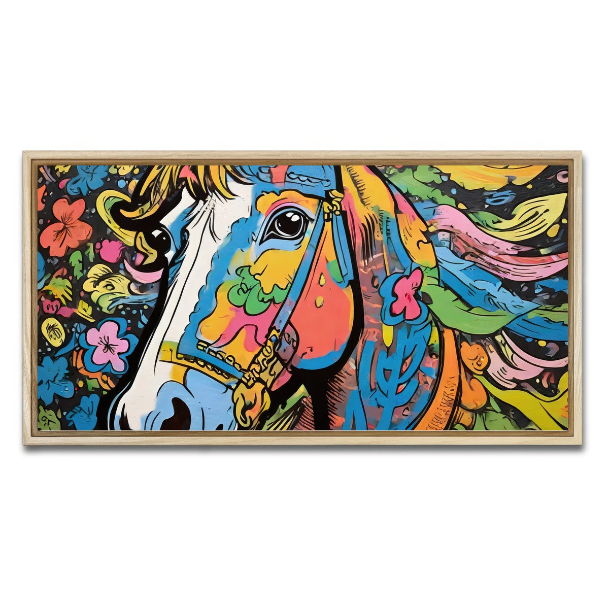 AUTO-MOCKUP WHITE | horse graffiti | 1 Piece | Natural Framed Canvas | group=2x1