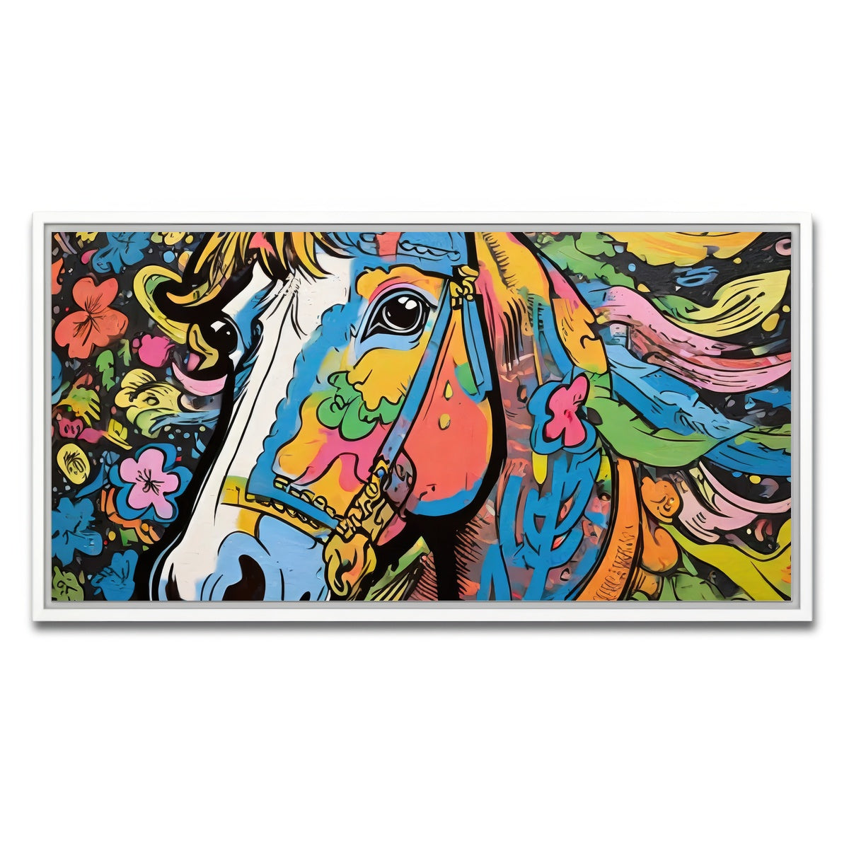 AUTO-MOCKUP WHITE | horse graffiti | 1 Piece | White Framed Canvas | group=2x1