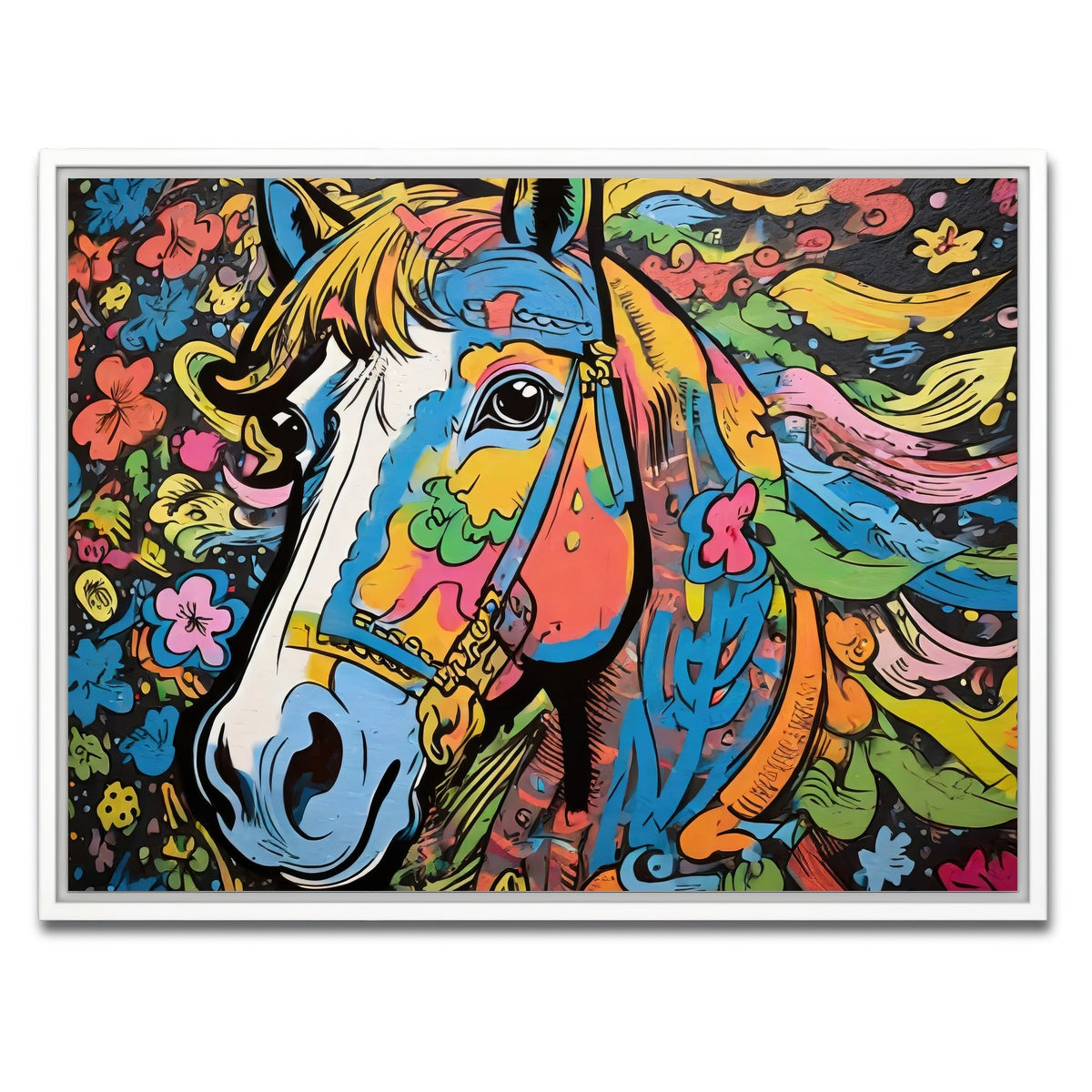 AUTO-MOCKUP WHITE | horse graffiti | 1 Piece | White Framed Canvas | group=4x3