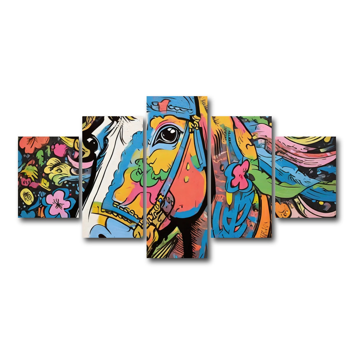 AUTO-MOCKUP WHITE | horse graffiti | 5 Piece | Gallery Wrap Canvas | group=5_short