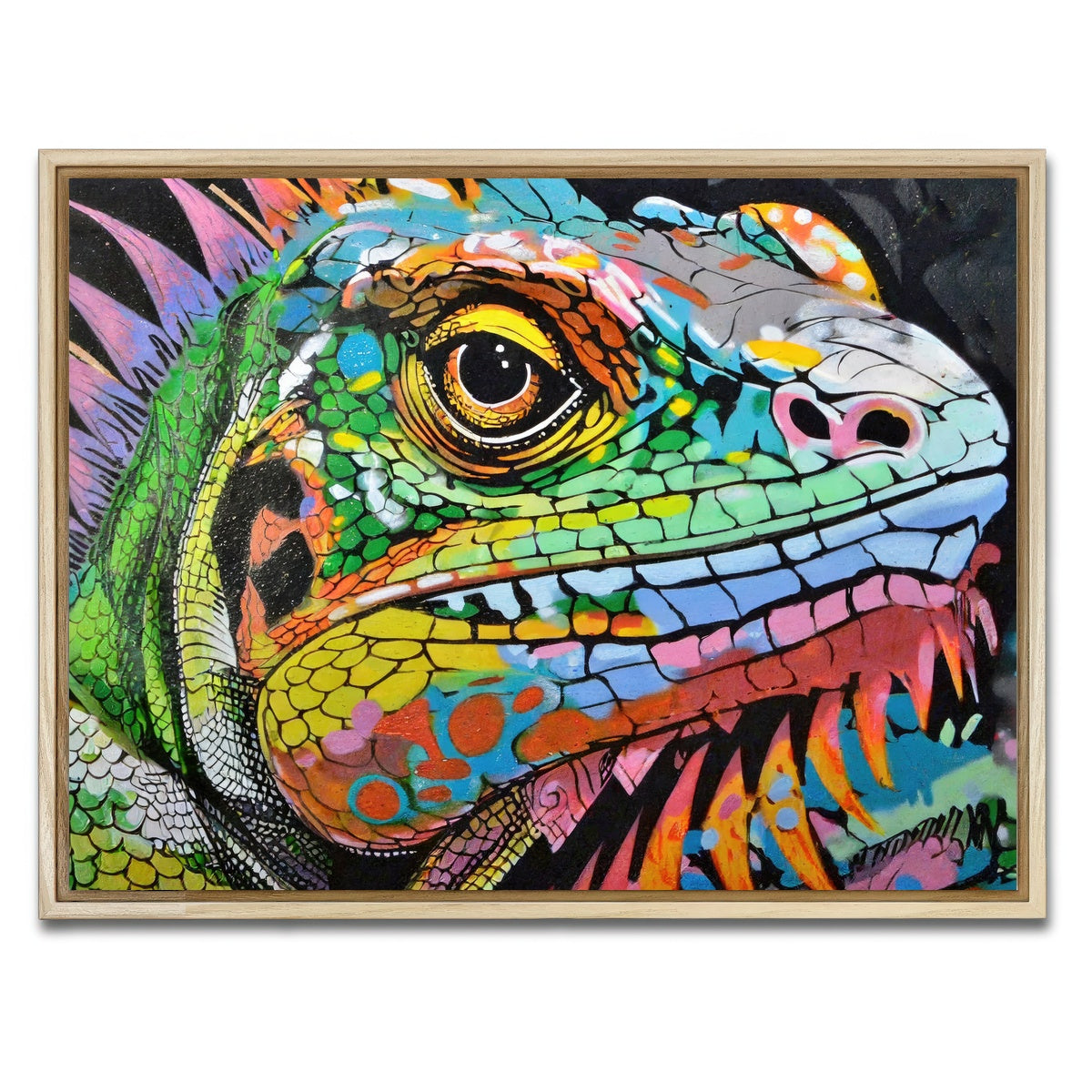 AUTO-MOCKUP WHITE | iguana graffiti | 1 Piece | Natural Framed Canvas | group=4x3