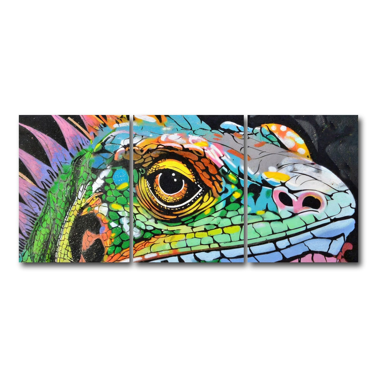 AUTO-MOCKUP WHITE | iguana graffiti | 3 Piece | Gallery Wrap Canvas | group=18x24