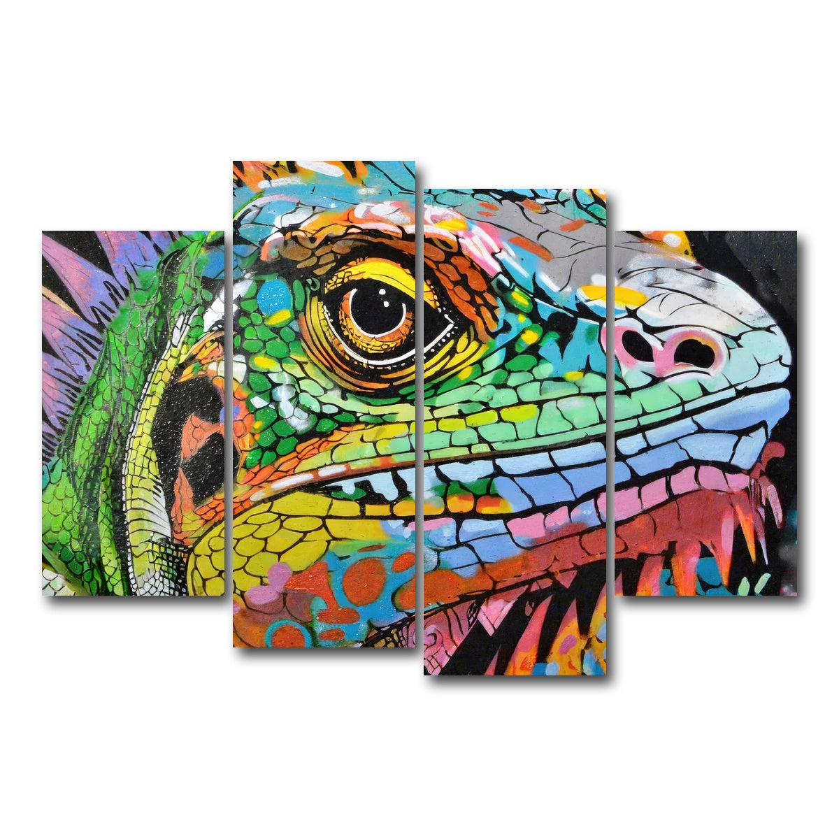 AUTO-MOCKUP WHITE | iguana graffiti | 4 Piece | Gallery Wrap Canvas | group=4_short
