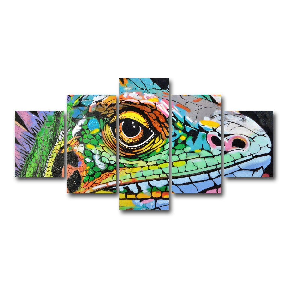 AUTO-MOCKUP WHITE | iguana graffiti | 5 Piece | Gallery Wrap Canvas | group=5_short
