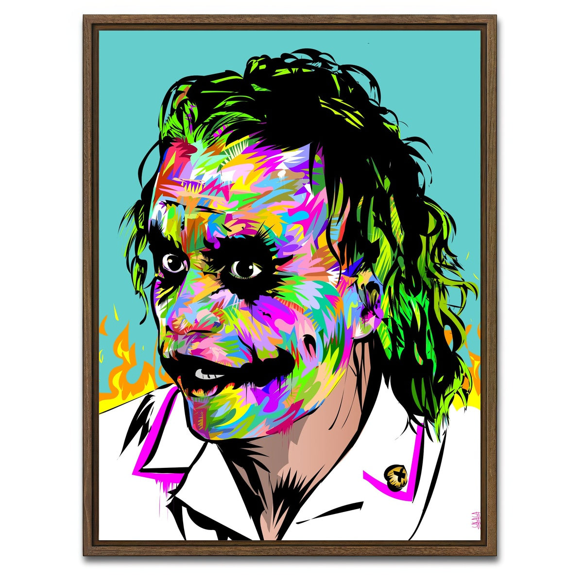 AUTO-MOCKUP WHITE | joker brown fire | 1 Piece | Walnut Framed Canvas | group=3x4