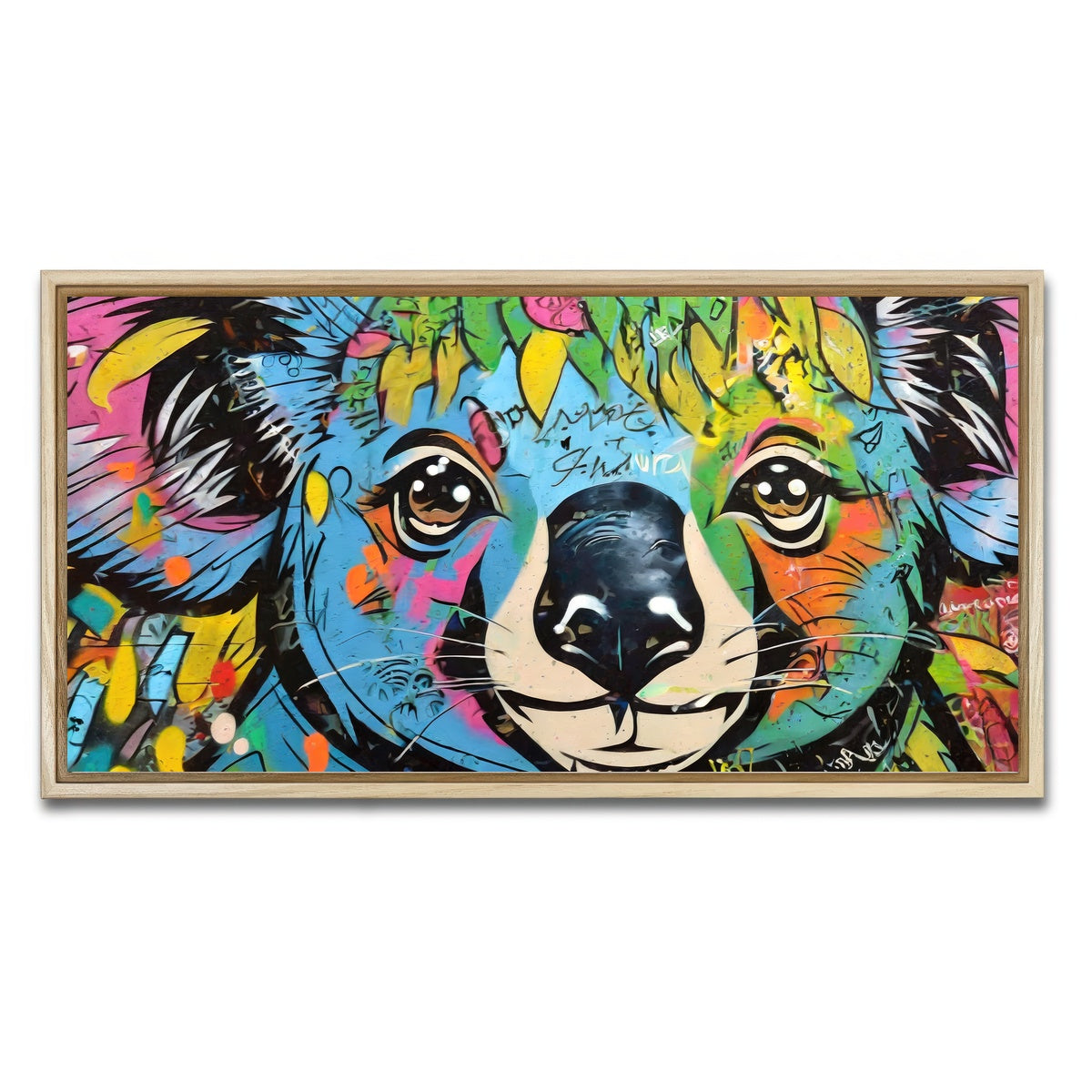 AUTO-MOCKUP WHITE | koala graffiti | 1 Piece | Natural Framed Canvas | group=2x1