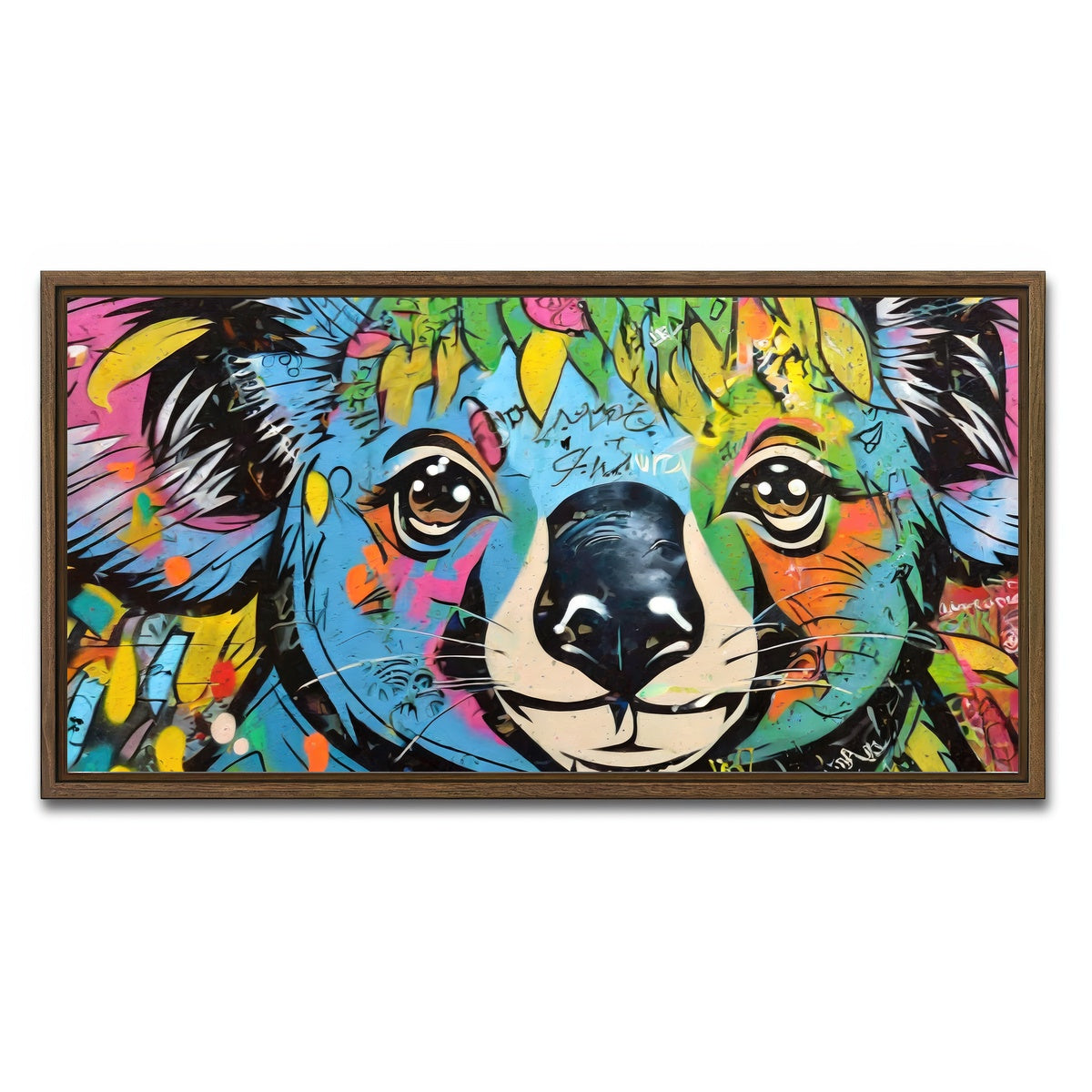 AUTO-MOCKUP WHITE | koala graffiti | 1 Piece | Walnut Framed Canvas | group=2x1