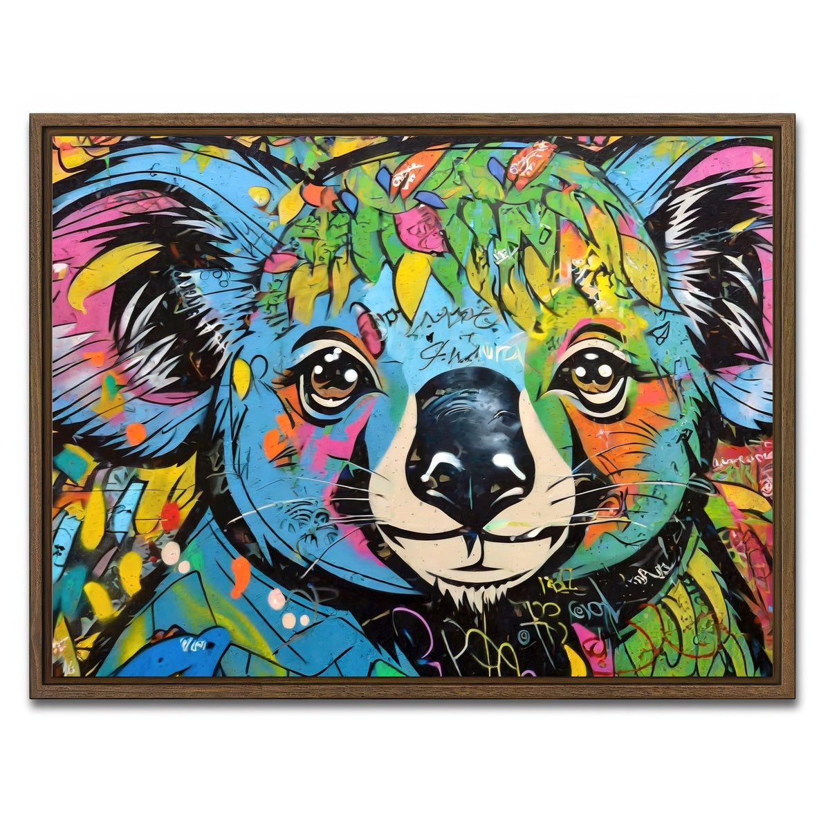 AUTO-MOCKUP WHITE | koala graffiti | 1 Piece | Walnut Framed Canvas | group=4x3