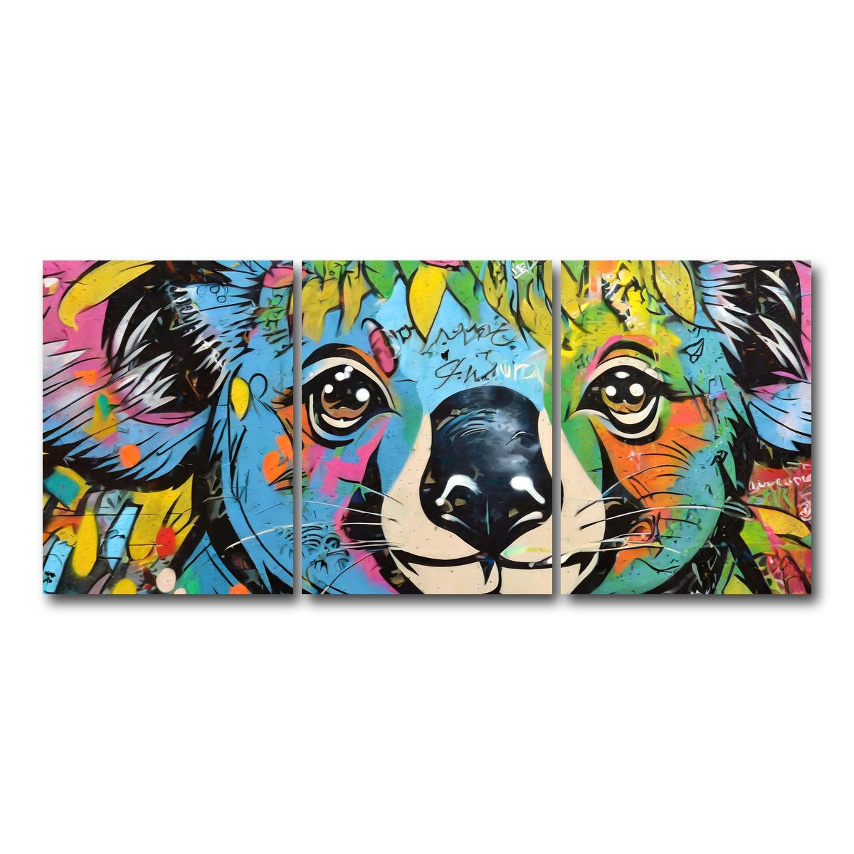 AUTO-MOCKUP WHITE | koala graffiti | 3 Piece | Gallery Wrap Canvas | group=18x24