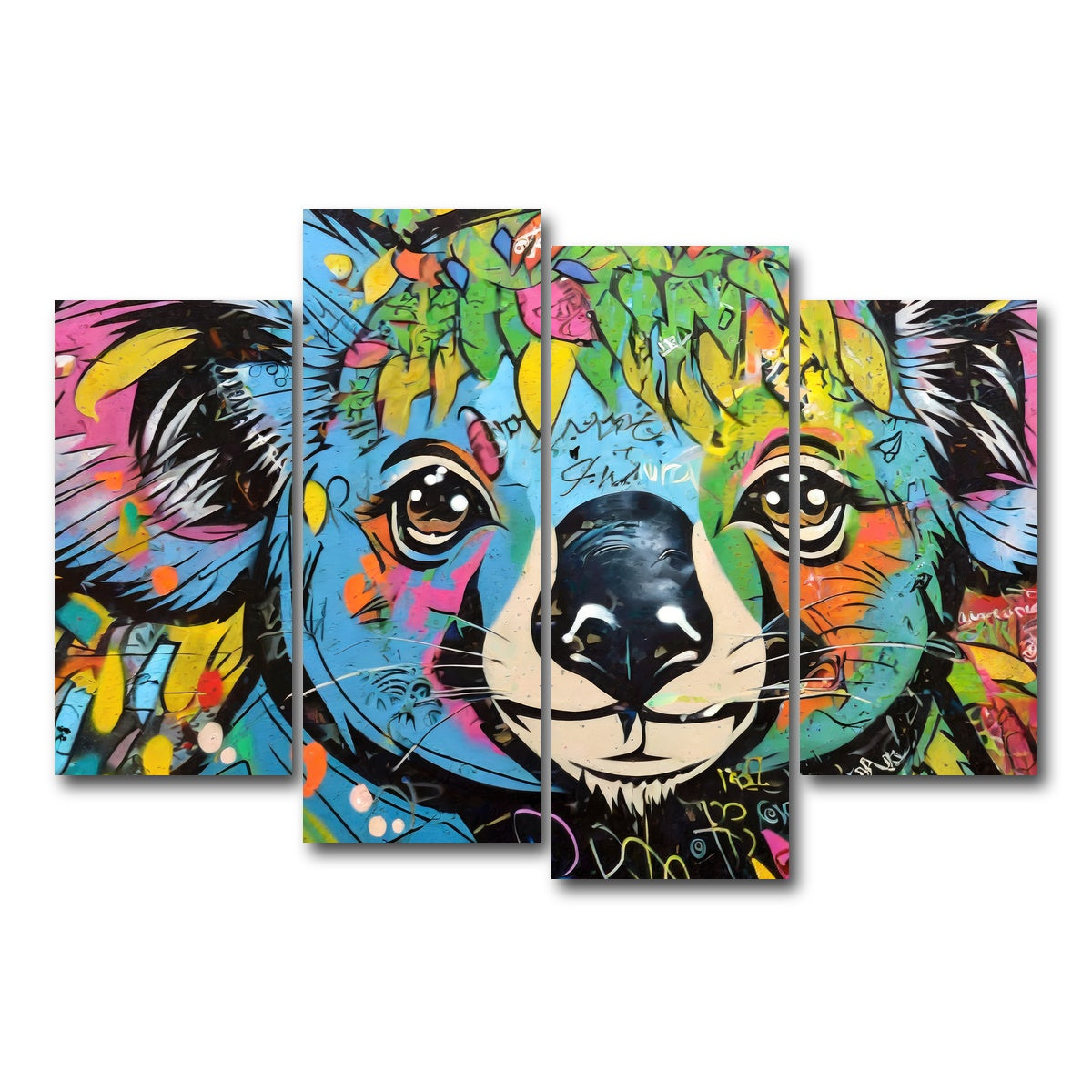 AUTO-MOCKUP WHITE | koala graffiti | 4 Piece | Gallery Wrap Canvas | group=4_short