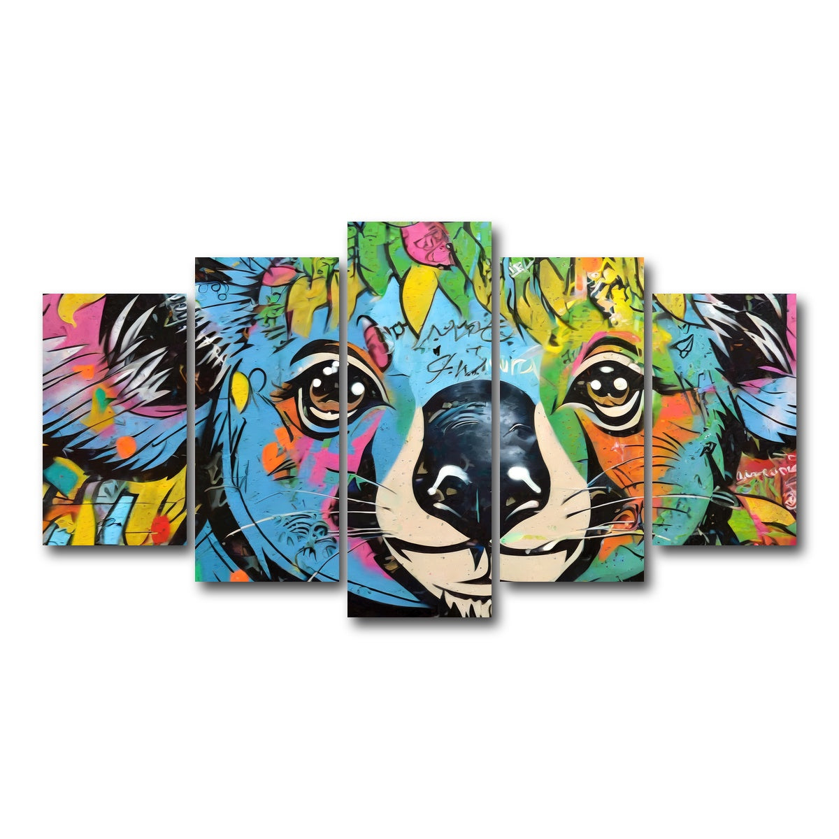 AUTO-MOCKUP WHITE | koala graffiti | 5 Piece | Gallery Wrap Canvas | group=5_normal