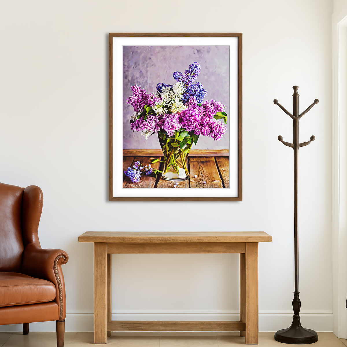 AUTO-MOCKUP ROOM | Lilacs in Glass Vase Wall Art