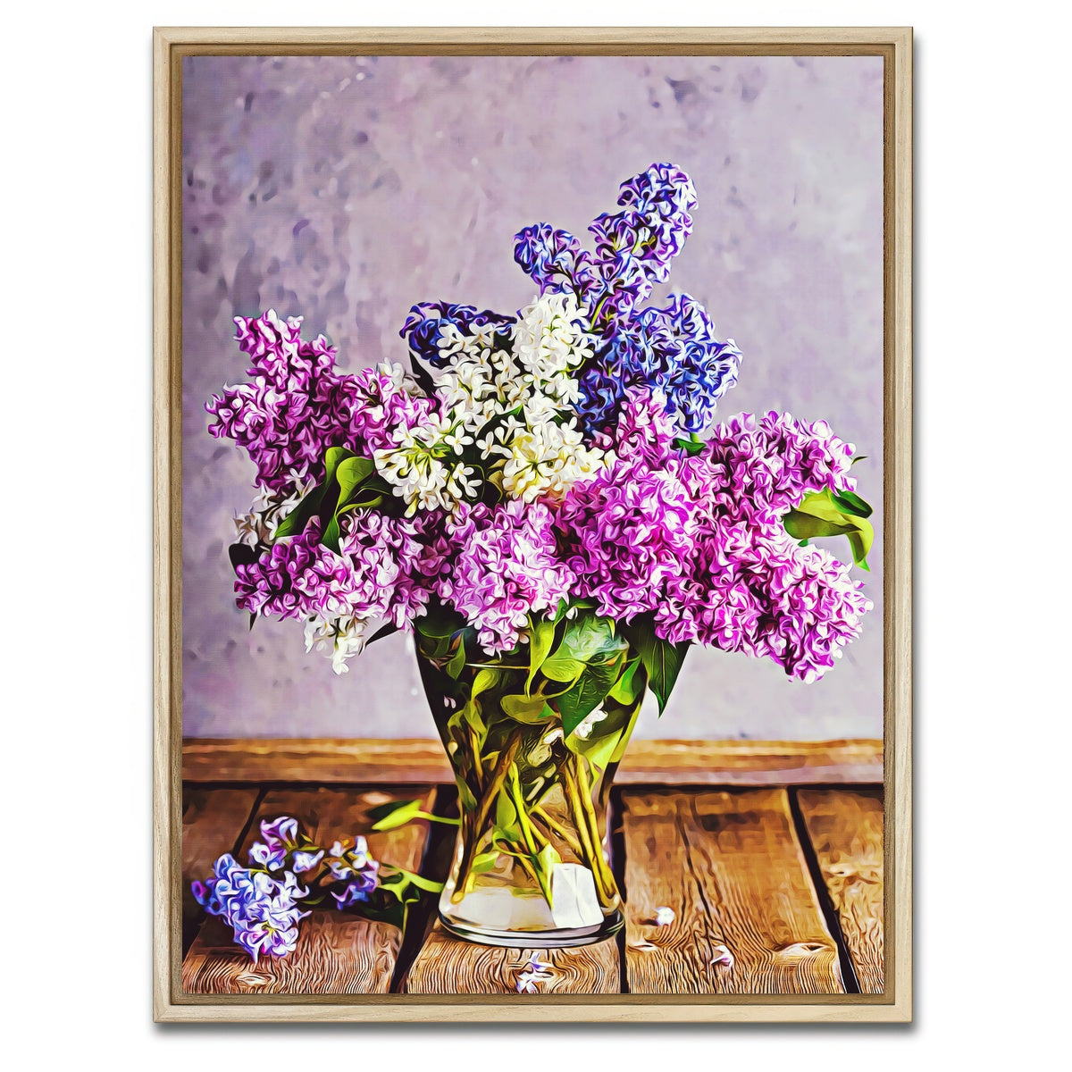 AUTO-MOCKUP WHITE | lilacs in glass vase | 1 Piece | Natural Framed Canvas | group=3x4
