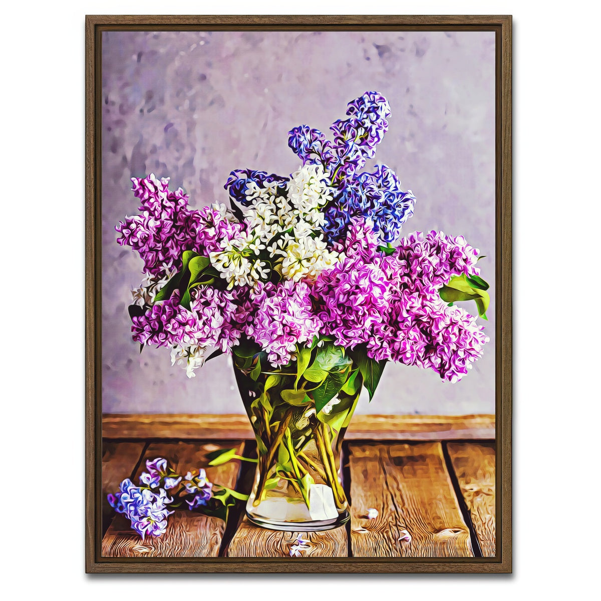AUTO-MOCKUP WHITE | lilacs in glass vase | 1 Piece | Walnut Framed Canvas | group=3x4