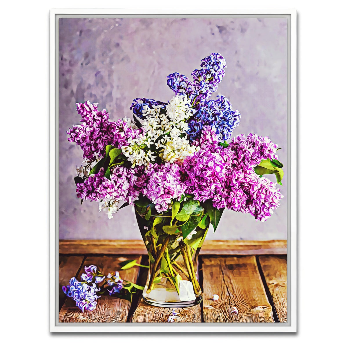 AUTO-MOCKUP WHITE | lilacs in glass vase | 1 Piece | White Framed Canvas | group=3x4