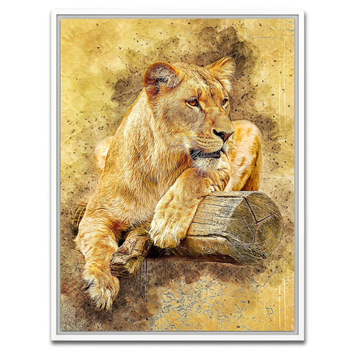 AUTO-MOCKUP WHITE | lioness at rest | 1 Piece | White Framed Canvas | group=3x4