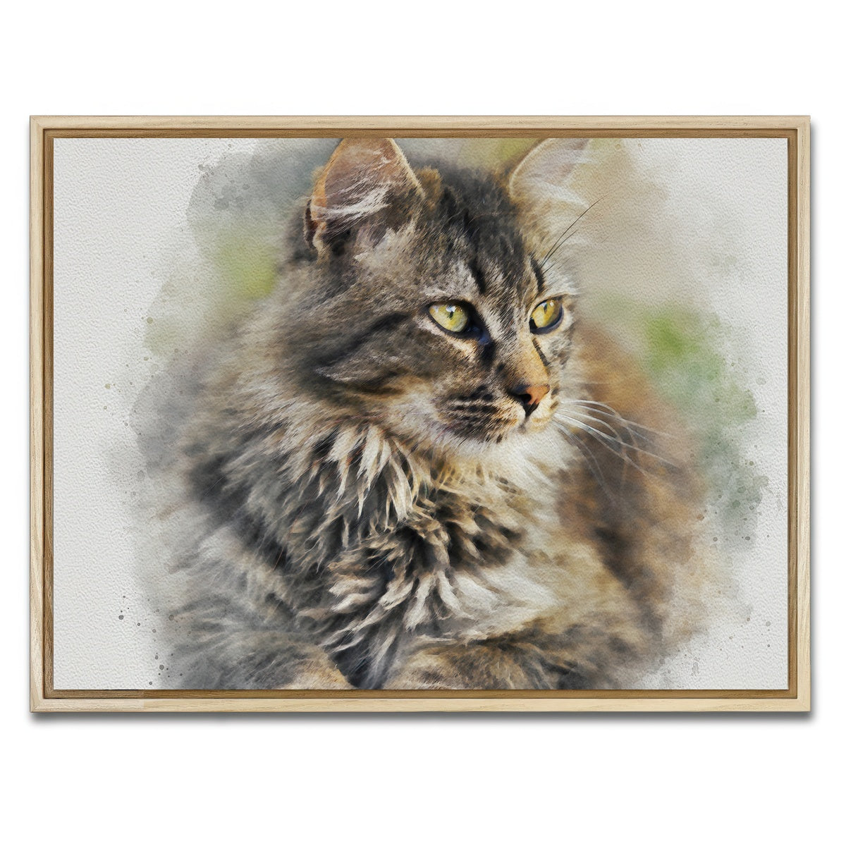 AUTO-MOCKUP WHITE | maine coon cat | 1 Piece | Natural Framed Canvas | group=4x3