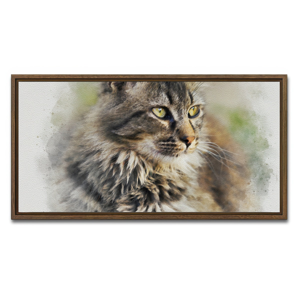 AUTO-MOCKUP WHITE | maine coon cat | 1 Piece | Walnut Framed Canvas | group=2x1