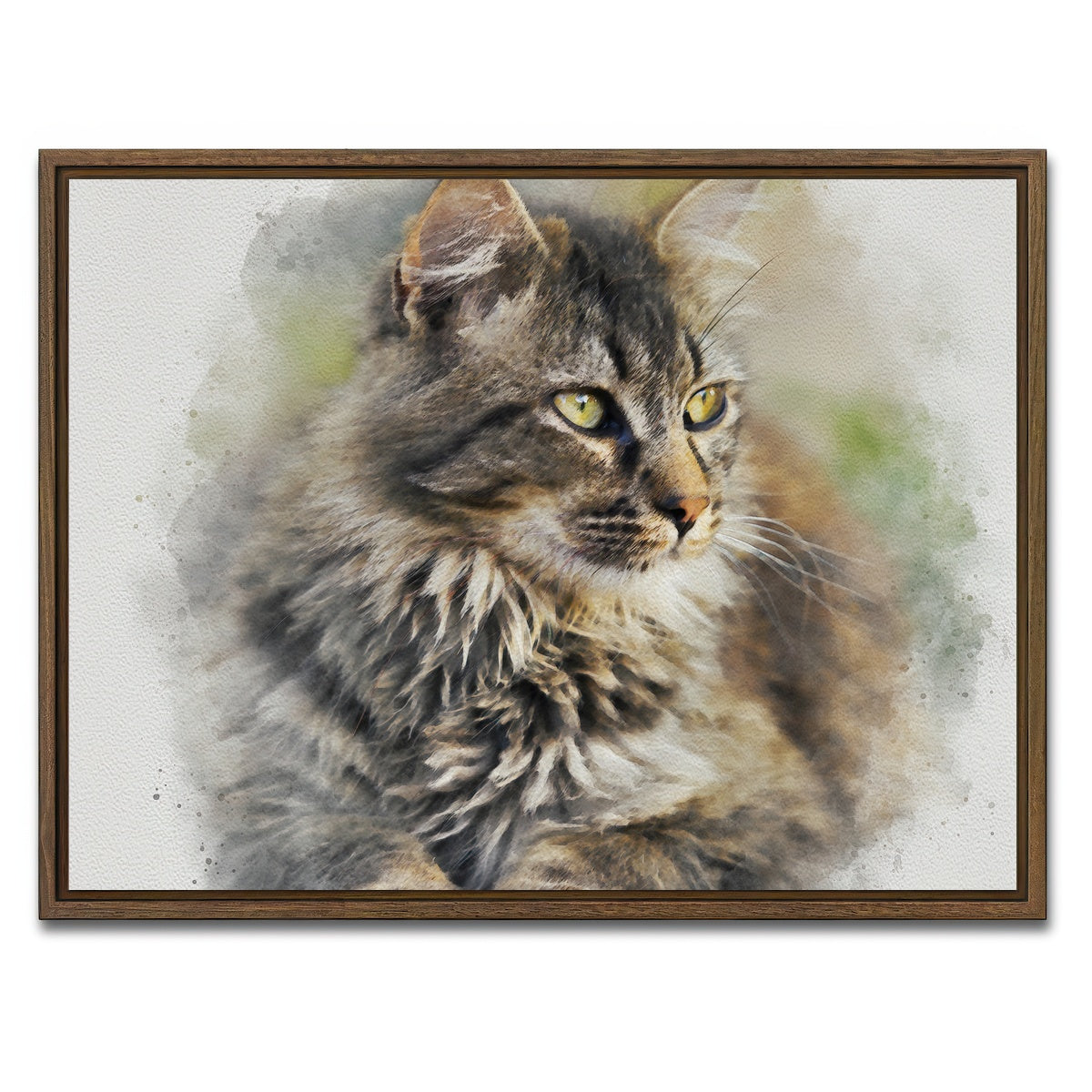 AUTO-MOCKUP WHITE | maine coon cat | 1 Piece | Walnut Framed Canvas | group=4x3