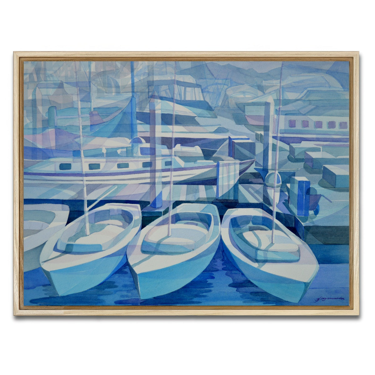 AUTO-MOCKUP WHITE | marina in blue | 1 Piece | Natural Framed Canvas | group=4x3