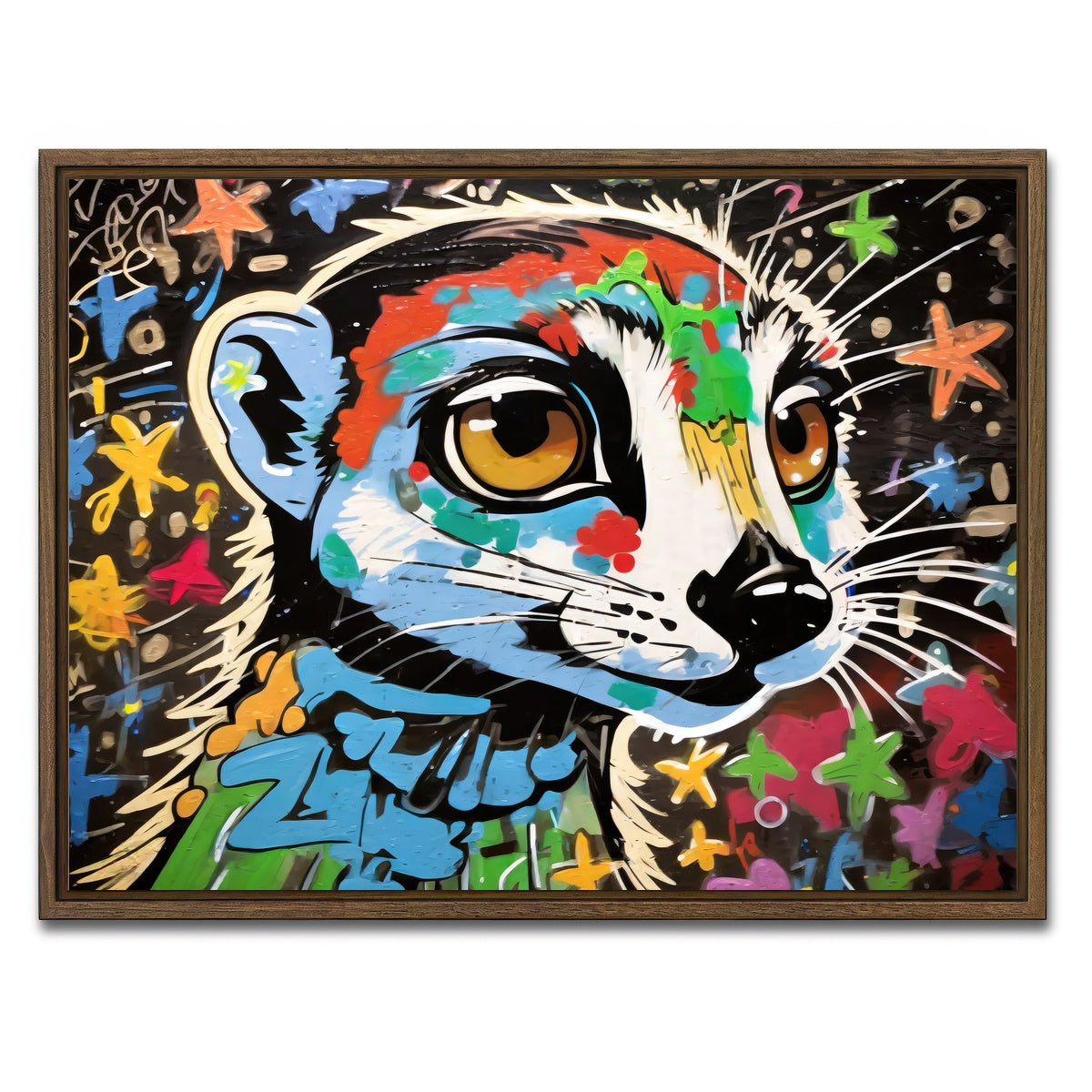 AUTO-MOCKUP WHITE | meerkat graffiti | 1 Piece | Walnut Framed Canvas | group=4x3