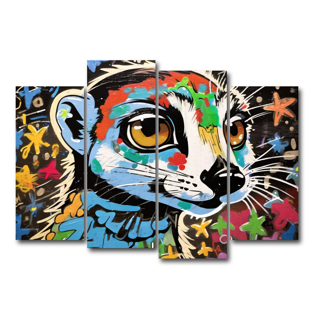 AUTO-MOCKUP WHITE | meerkat graffiti | 4 Piece | Gallery Wrap Canvas | group=4_normal