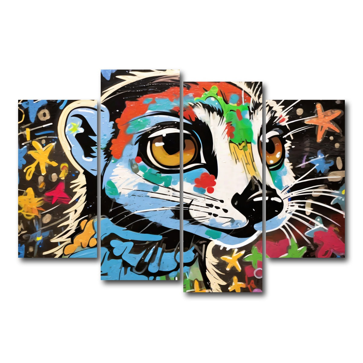 AUTO-MOCKUP WHITE | meerkat graffiti | 4 Piece | Gallery Wrap Canvas | group=4_short