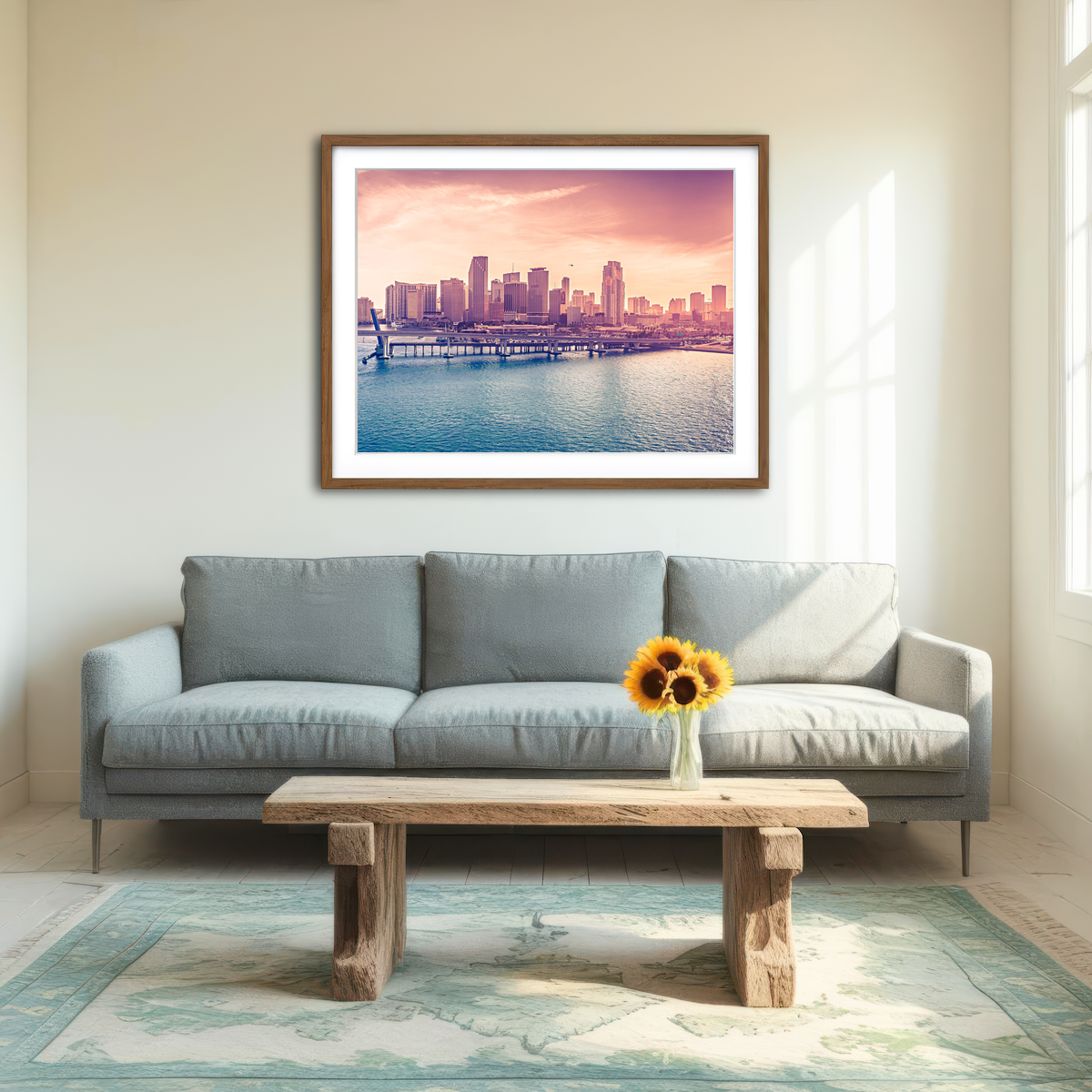 AUTO-MOCKUP ROOM | Miami Skyline Wall Art