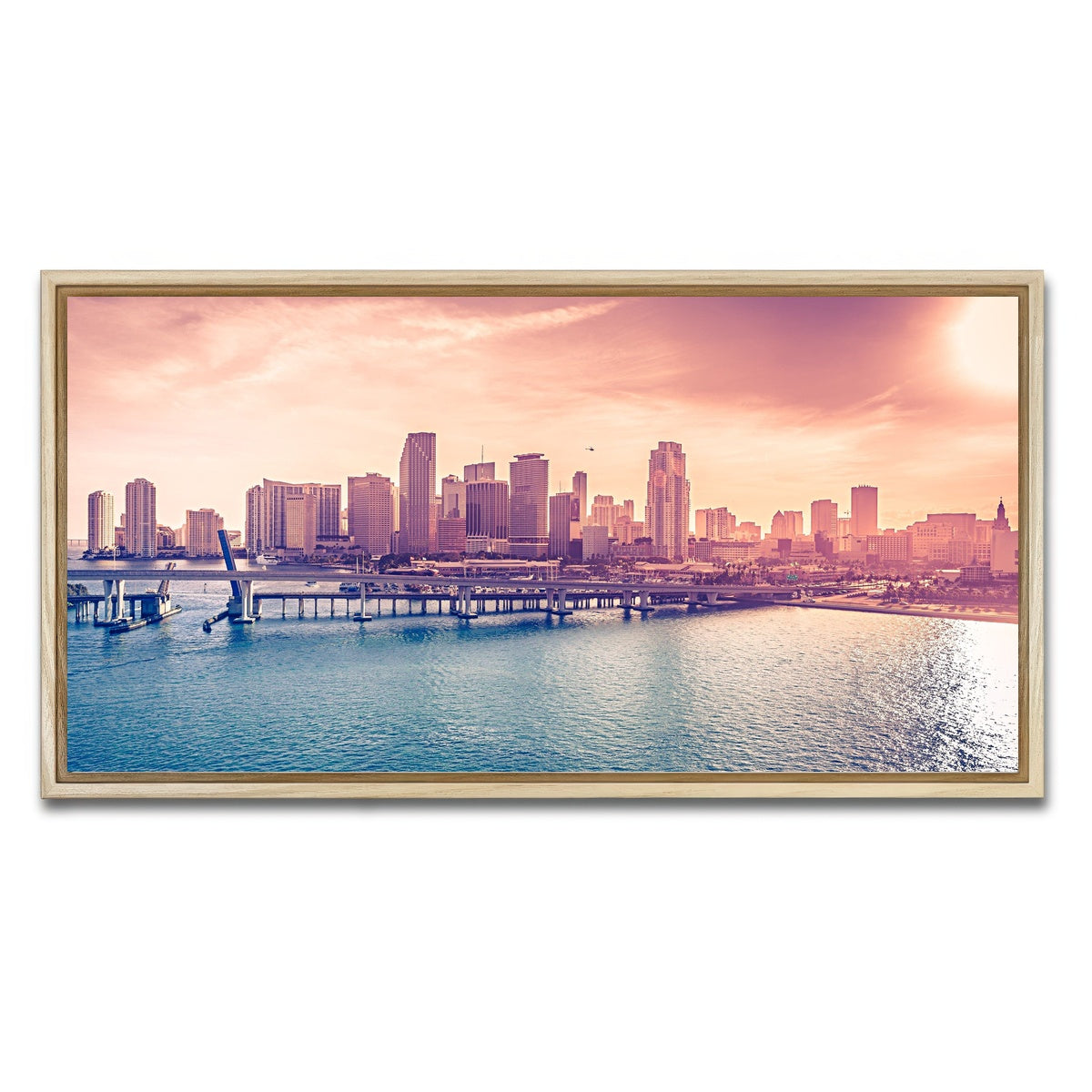 AUTO-MOCKUP WHITE | miami skyline | 1 Piece | Natural Framed Canvas | group=2x1