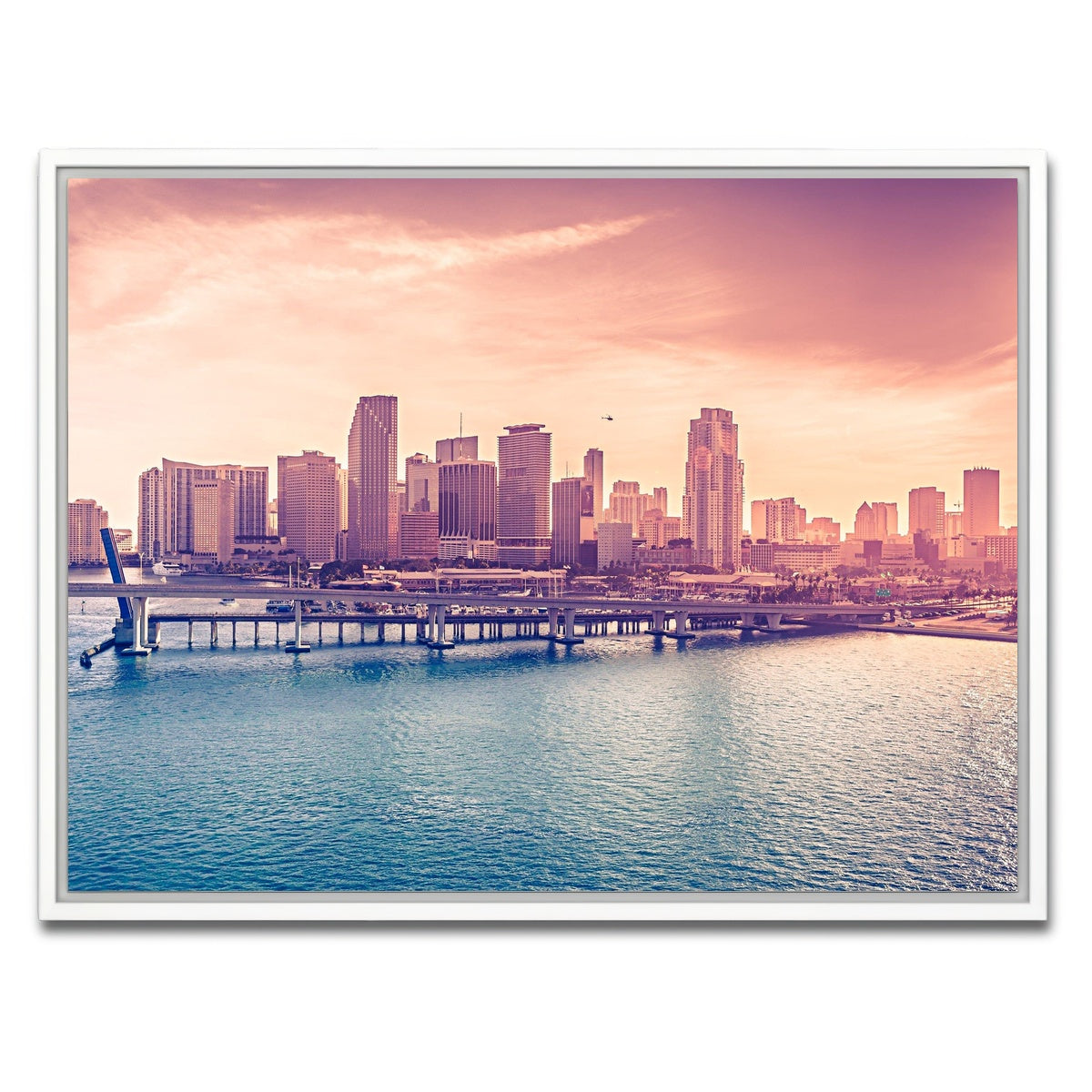 AUTO-MOCKUP WHITE | miami skyline | 1 Piece | White Framed Canvas | group=4x3