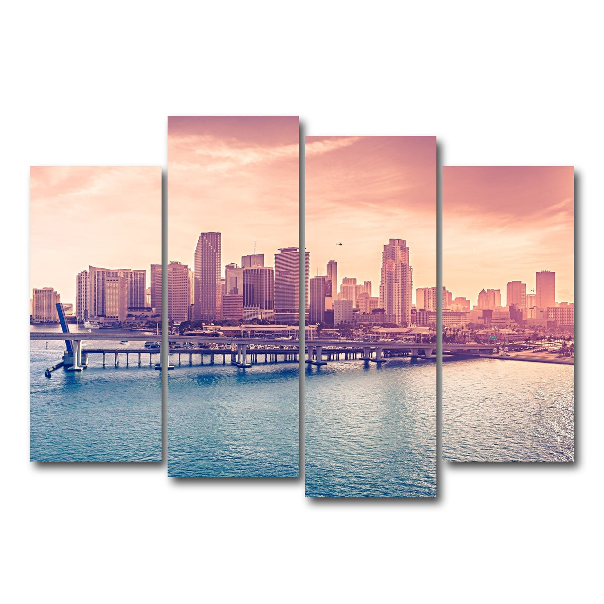 AUTO-MOCKUP WHITE | miami skyline | 4 Piece | Gallery Wrap Canvas | group=4_normal