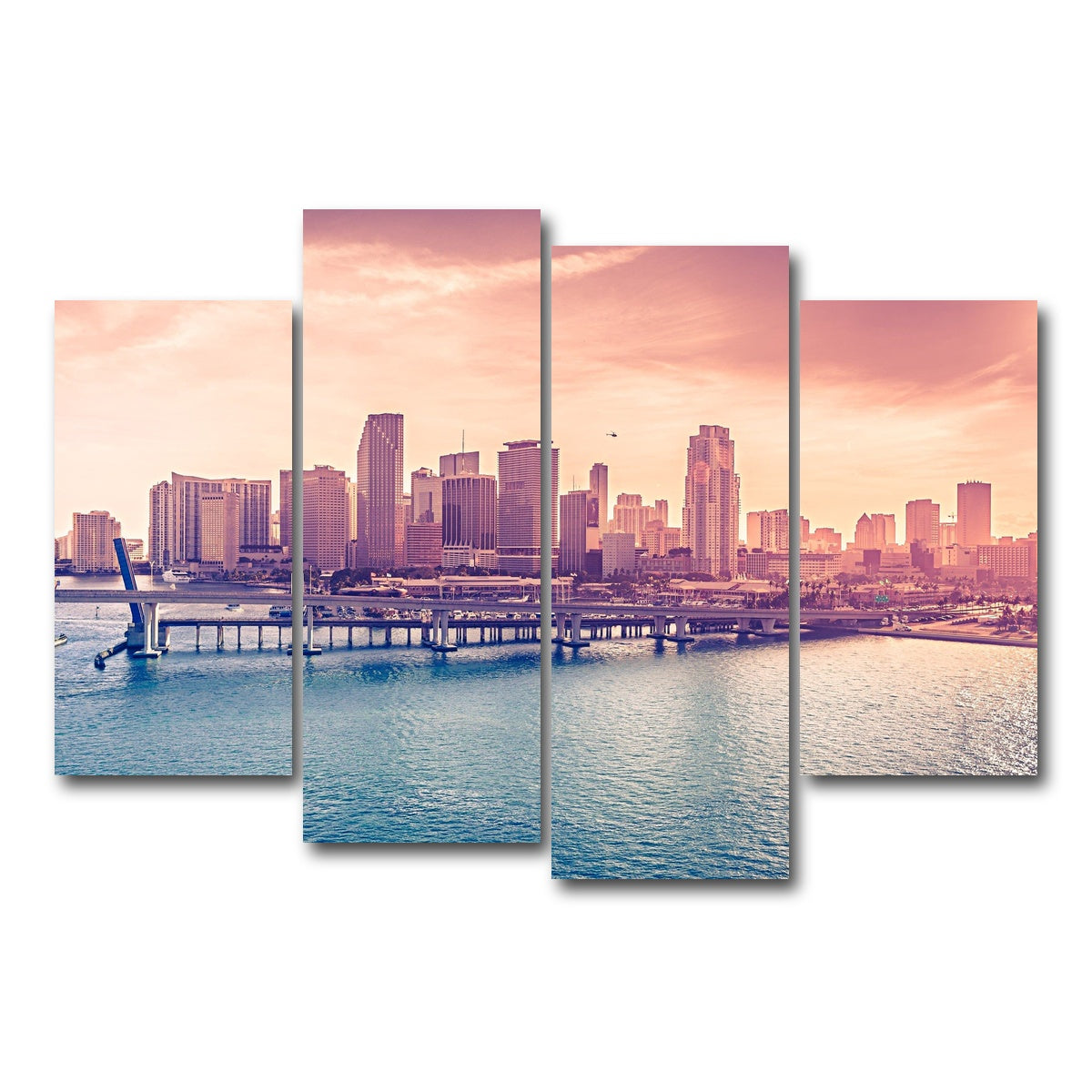 AUTO-MOCKUP WHITE | miami skyline | 4 Piece | Gallery Wrap Canvas | group=4_short
