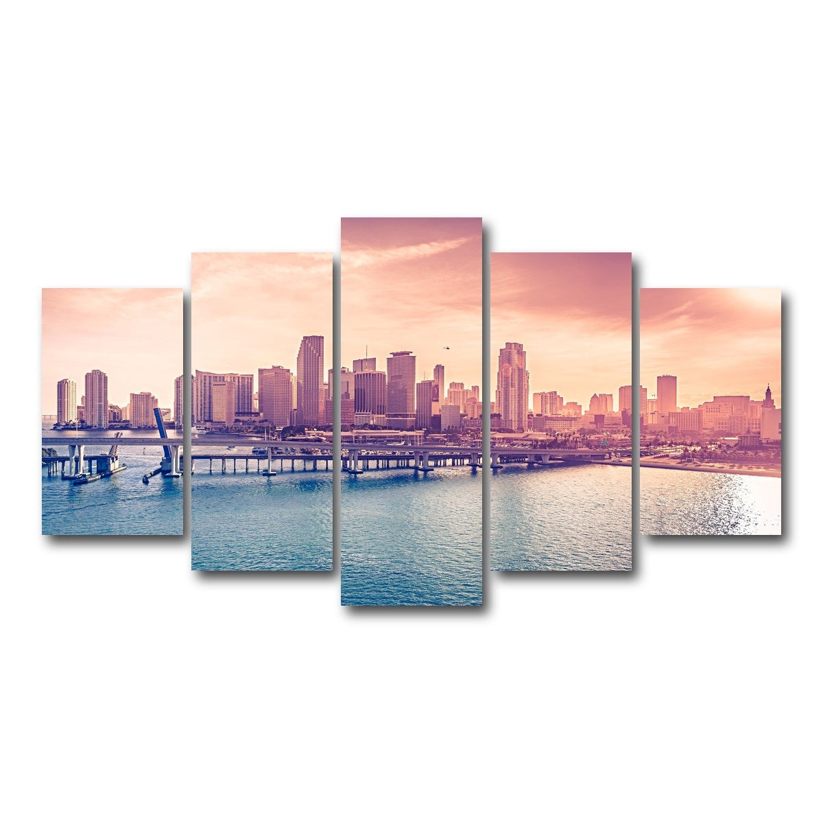 AUTO-MOCKUP WHITE | miami skyline | 5 Piece | Gallery Wrap Canvas | group=5_normal